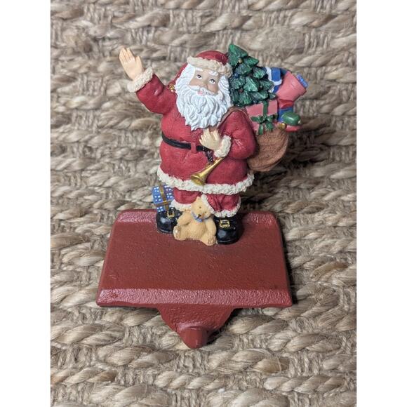 Vintage Trim a Home Cast Iron Christmas Santa Mantel Holiday Stocking Holder - Picture 1 of 8